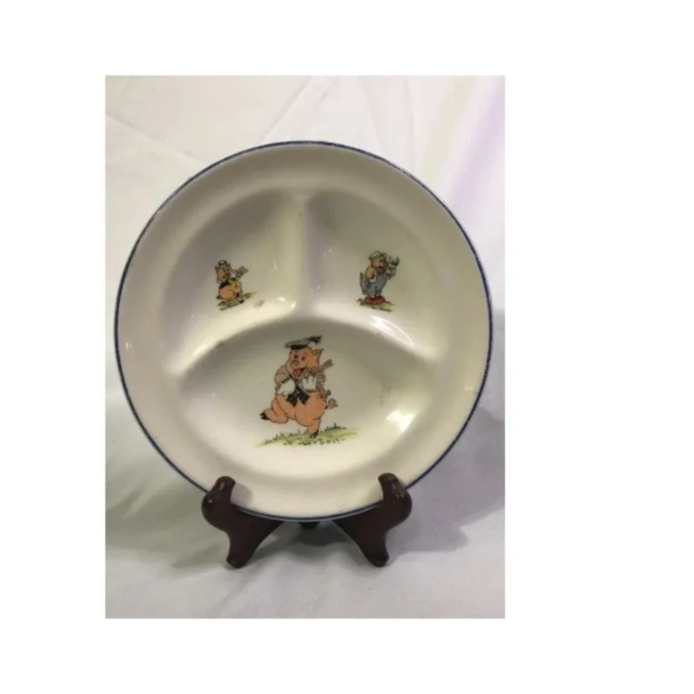 Vintage 3 Little Pigs Plate with 3 Compartments